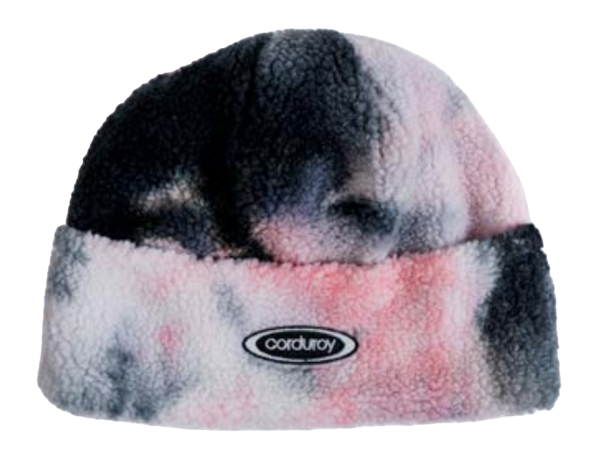Black Corduroy Fleece Beanie for men and women, stylish and warm winter accessory by Corduroy.