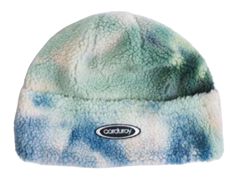 Blue Corduroy fleece beanie for men and women featuring soft, cozy fabric and a stylish, casual design.