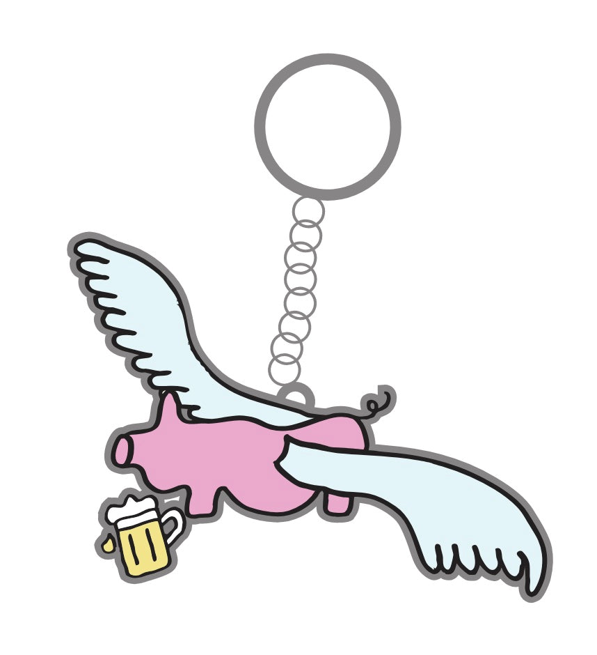 Frog Flying Pig Keychain - Pink