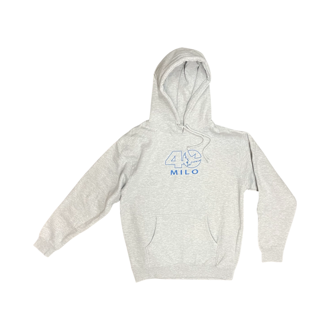 Milosport Celebrating 40 Years Heavyweight Hoodie in Heather Grey/Royal Blue - M I L O S P O R T
