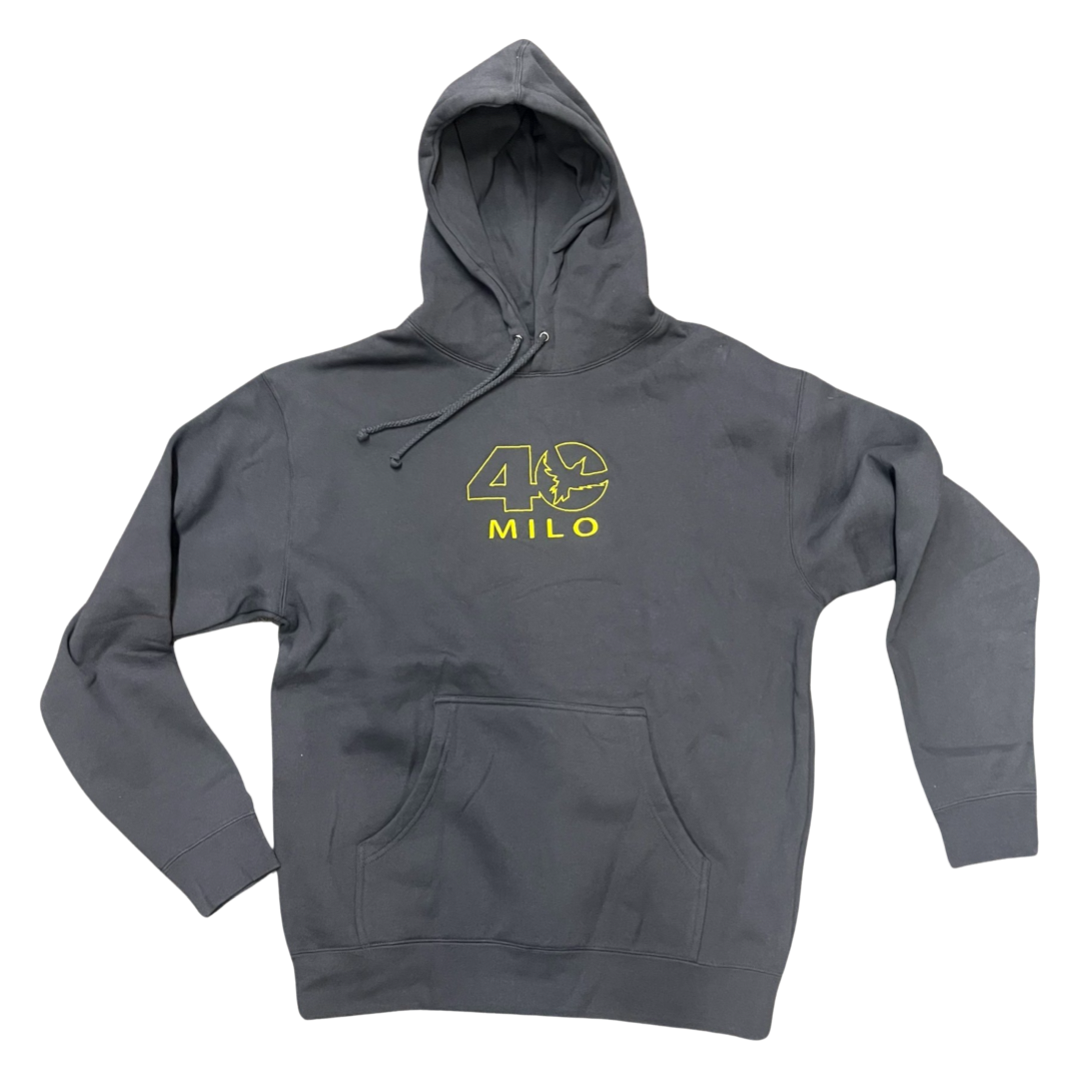 Milosport Celebrating 40 Years Heavyweight Hoodie in Asphalt/Gold - M I L O S P O R T