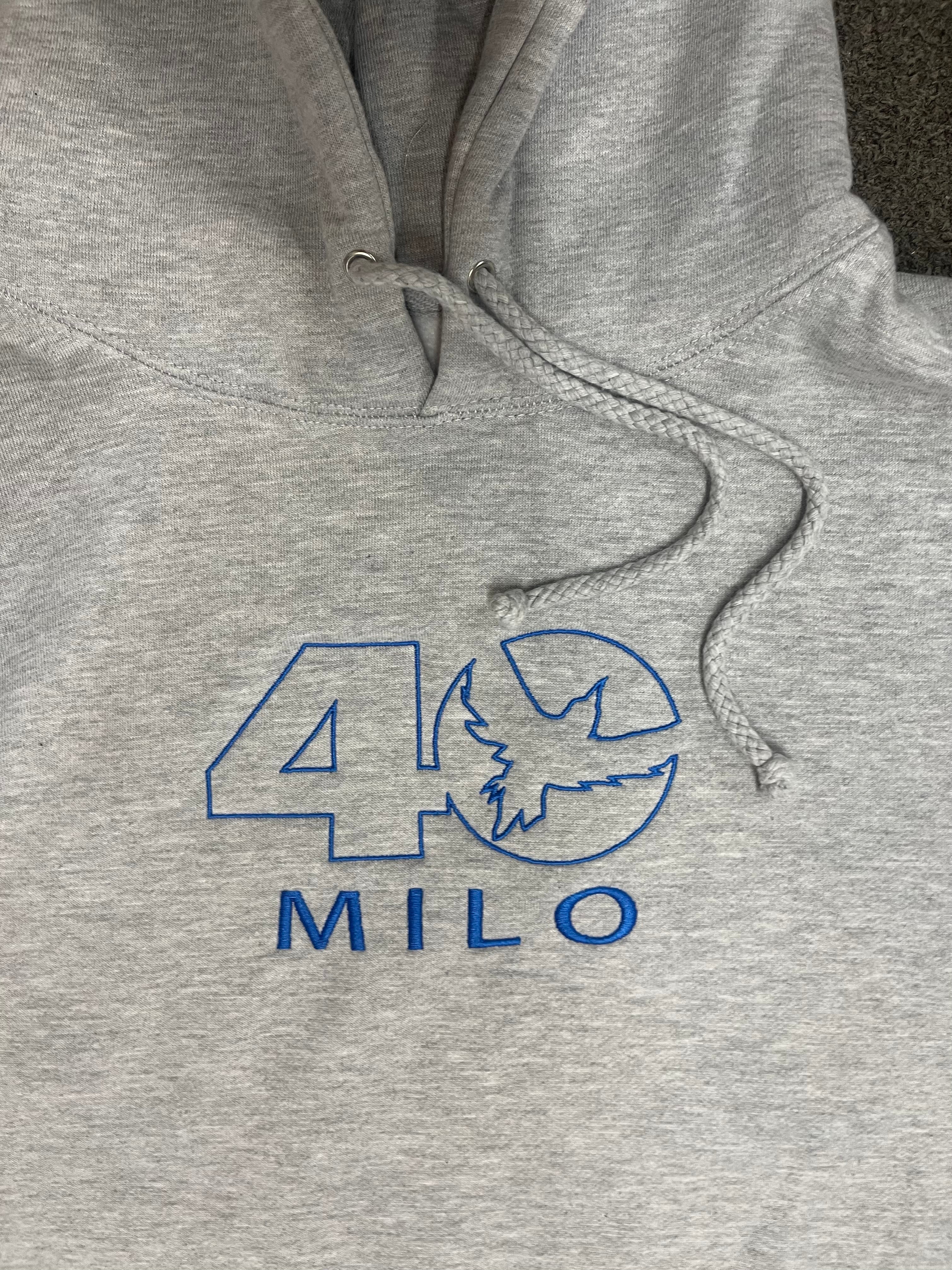 Milosport Celebrating 40 Years Heavyweight Hoodie in Heather Grey/Royal Blue - M I L O S P O R T