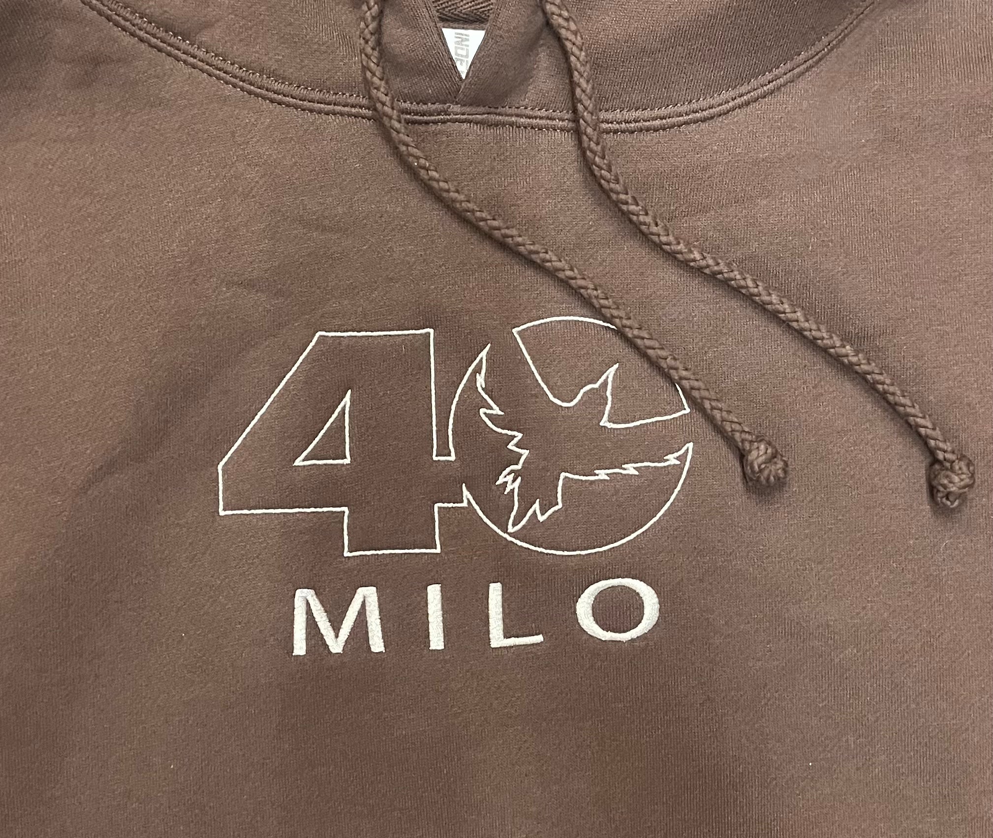 Milosport Celebrating 40 Years Heavyweight Hoodie in Chocolate and Silver - M I L O S P O R T