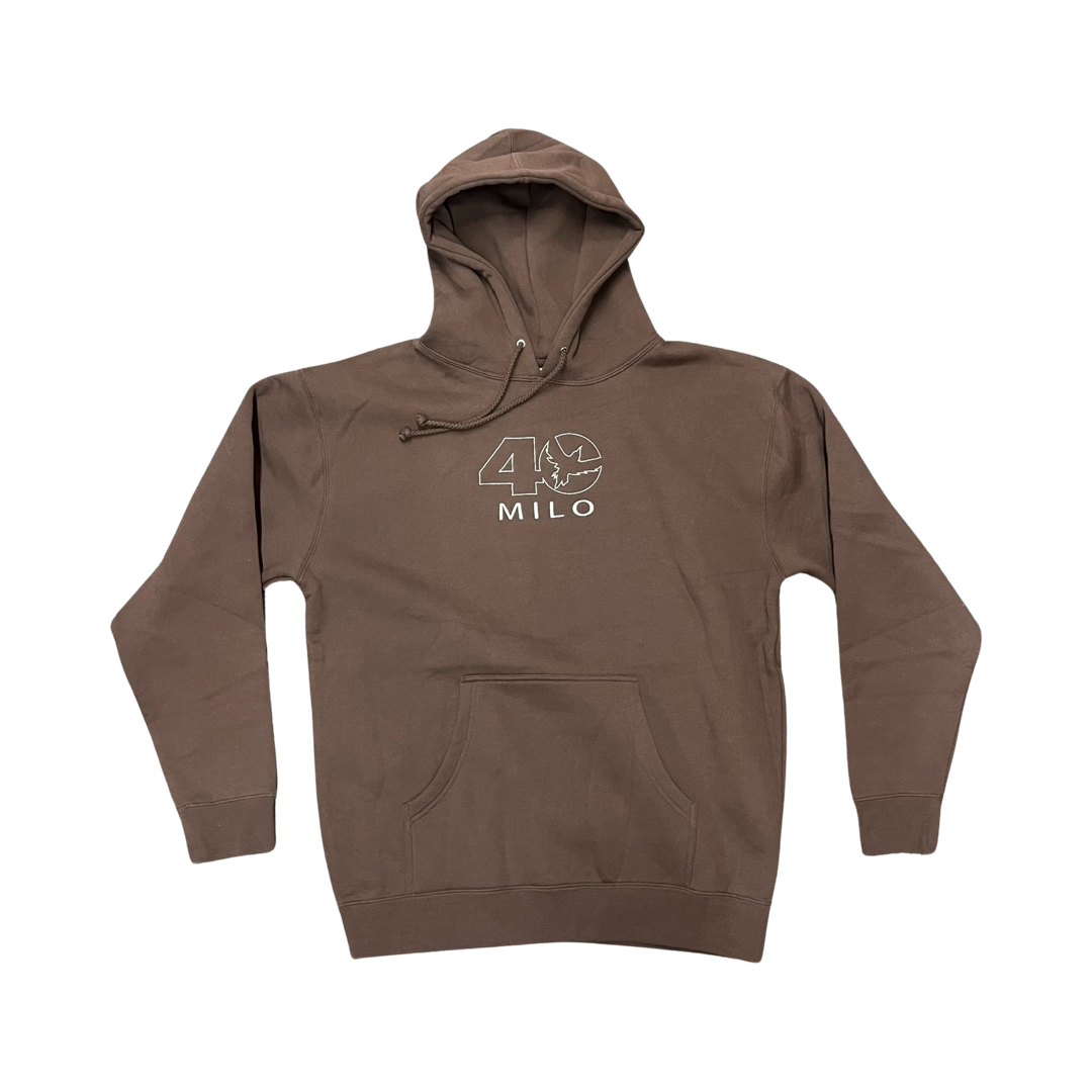 Milosport Celebrating 40 Years Heavyweight Hoodie in Chocolate and Silver - M I L O S P O R T