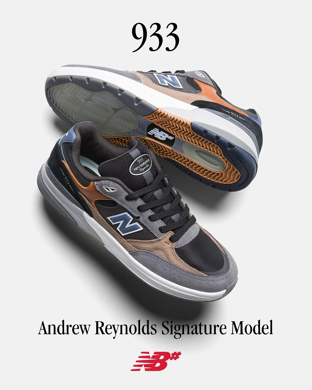 New Balance Numeric 933 Andrew Reynolds Skate Shoe in Castlerock and Vintage Indigo