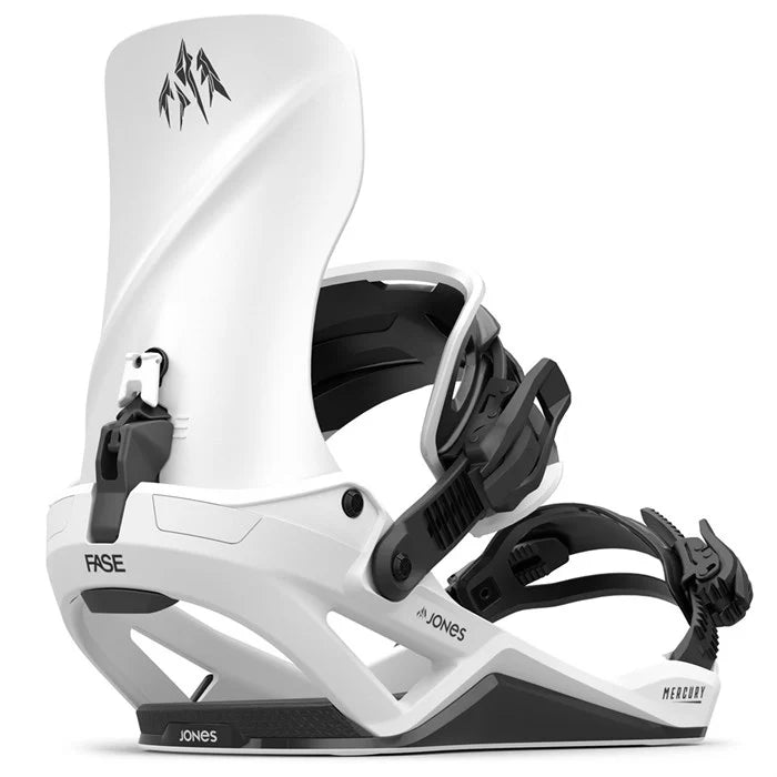 Jones Mercury Fase snowboard bindings 2027 with adjustable straps and high-back support, designed for versatile snowboarding performance.