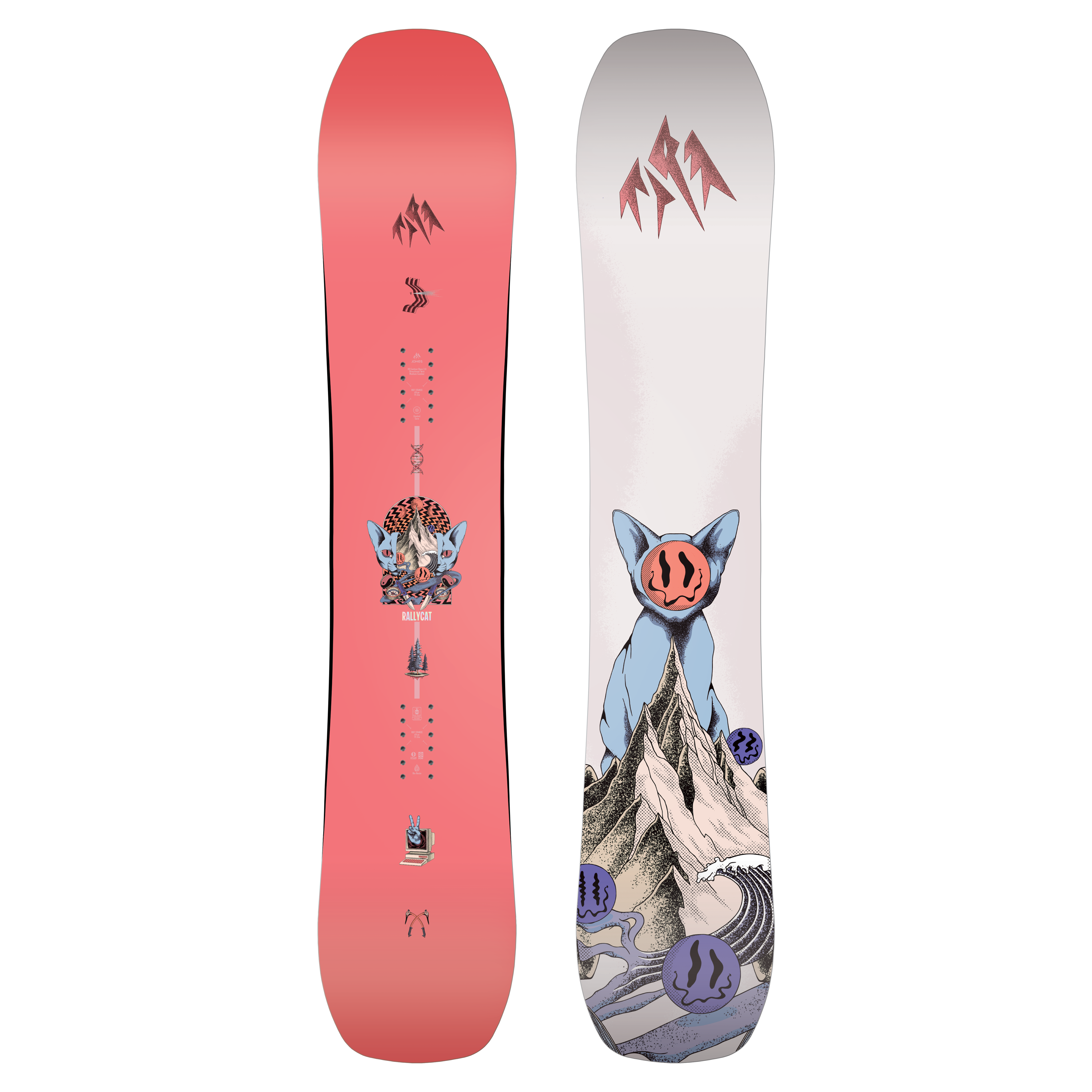 Jones Women's Rally Cat snowboard for women, featuring a sleek design suitable for snowboarding in winter conditions.