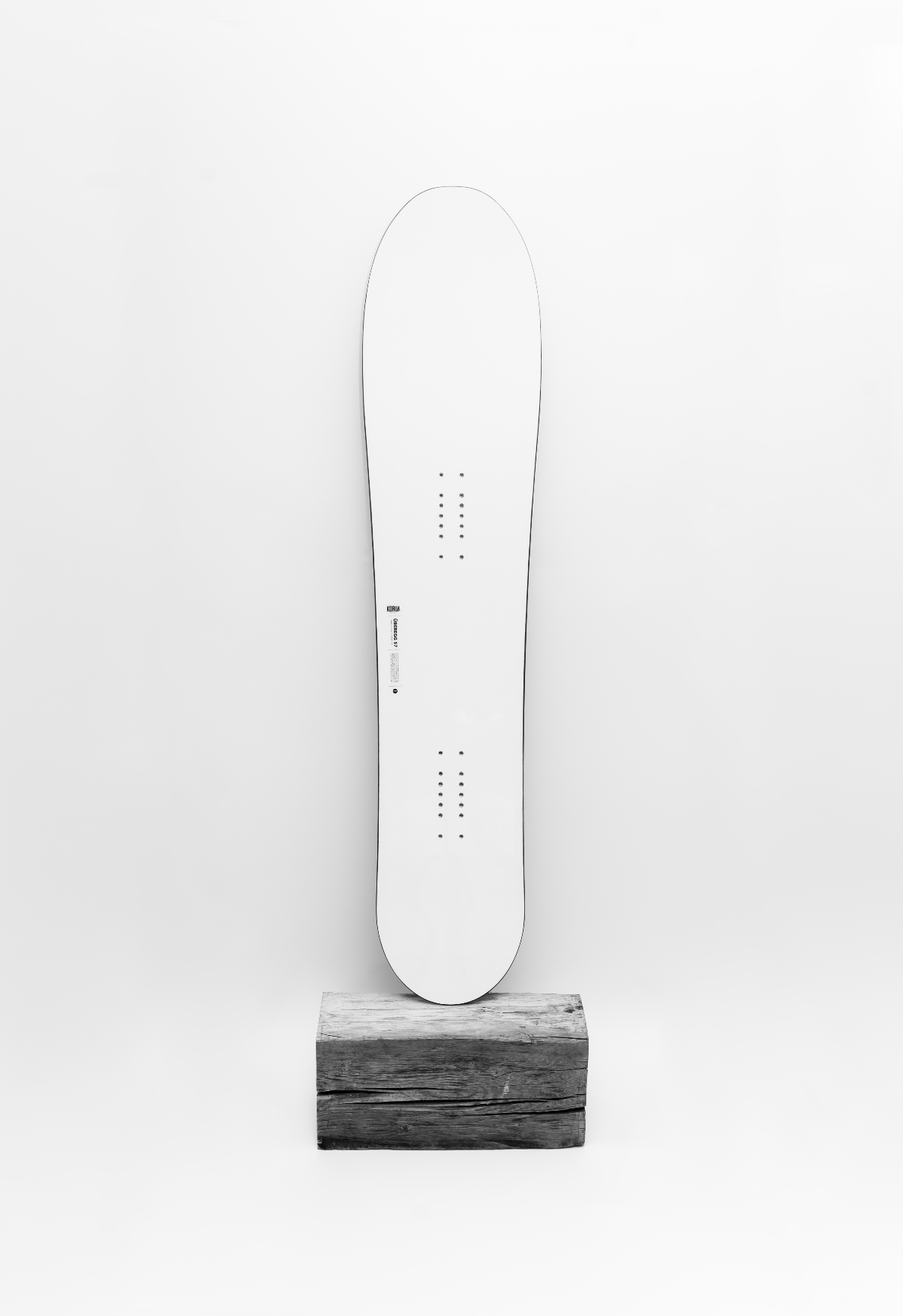 Korua Uberegg snowboard in snow, showcasing the innovative design and craftsmanship of the Korua brand.