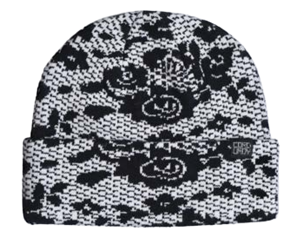 Black Corduroy Lace Beanie, unisex knit hat with lace pattern from Corduroy for men and women.