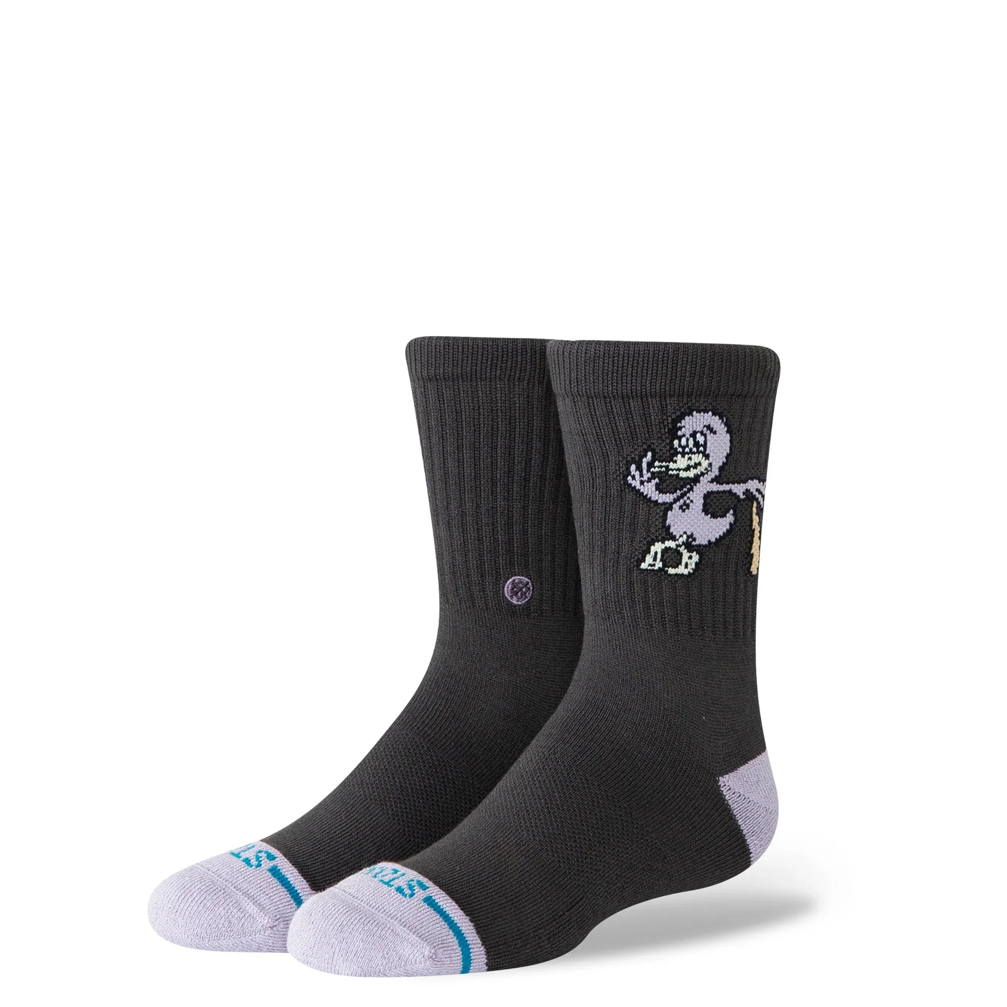 Men's Stance Lights Out Crew Sock with black and neon accents, featuring a comfortable crew length and bold design.