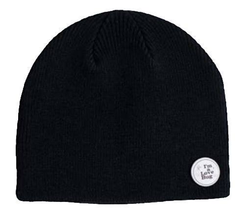 Black corduroy love bug beanie by Kennedi Deck, suitable for men and women, featuring a playful bug design.