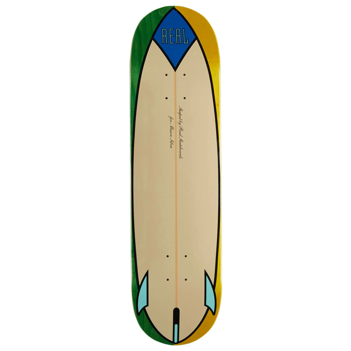 Real Mason Speed Egg skateboard deck in 8.28-inch width, showcasing its graphic design and wooden construction.
