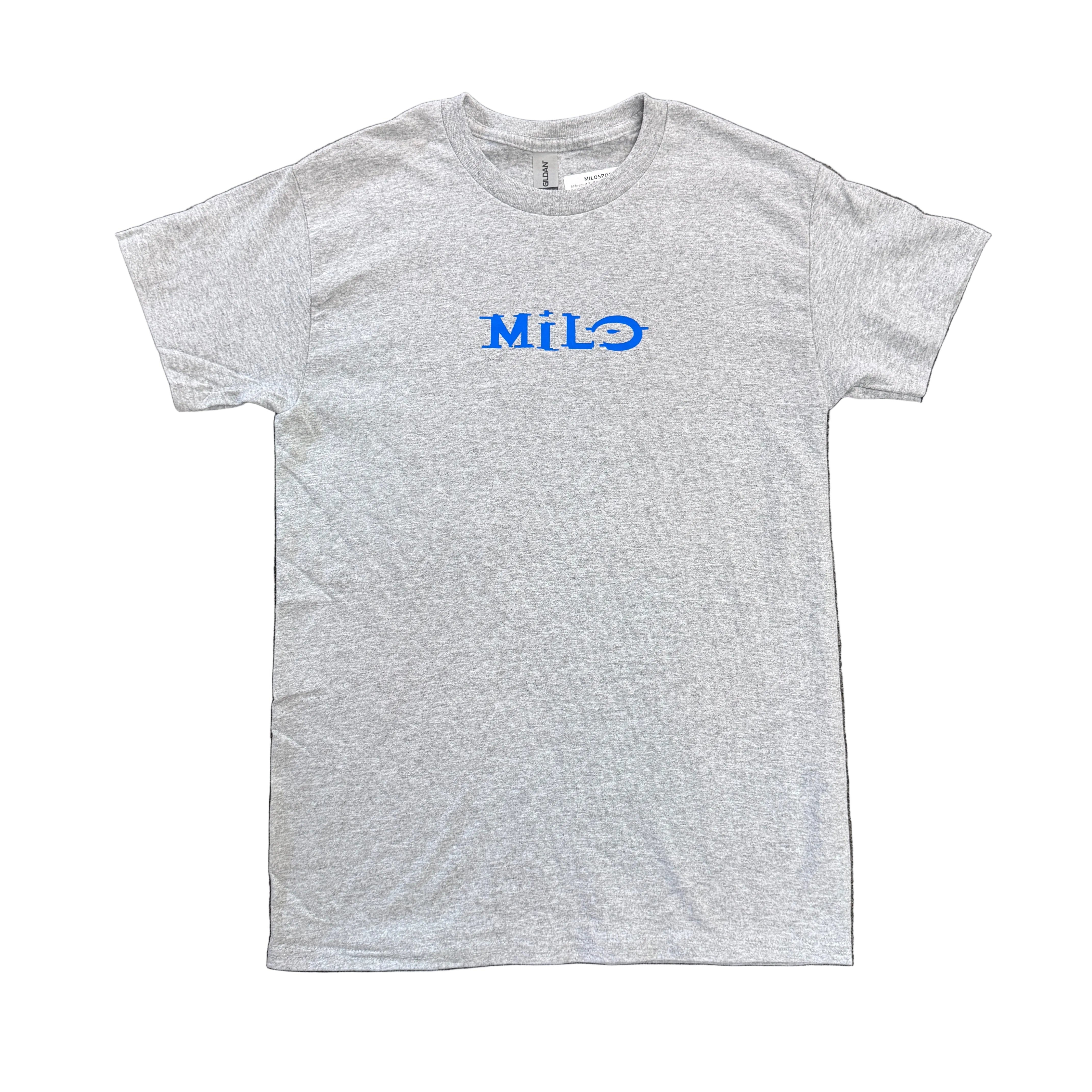 Men's Milosport Ruff Washed Halo T-Shirt, casual fit with distressed washed fabric, displayed on a hanger.