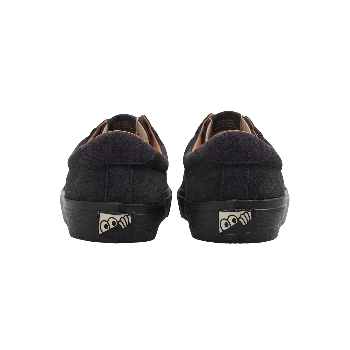 Rear view of the Last Resort AB VM001 Lo Suede skate shoe showing the suede heel, padded collar and black vulcanized sole.