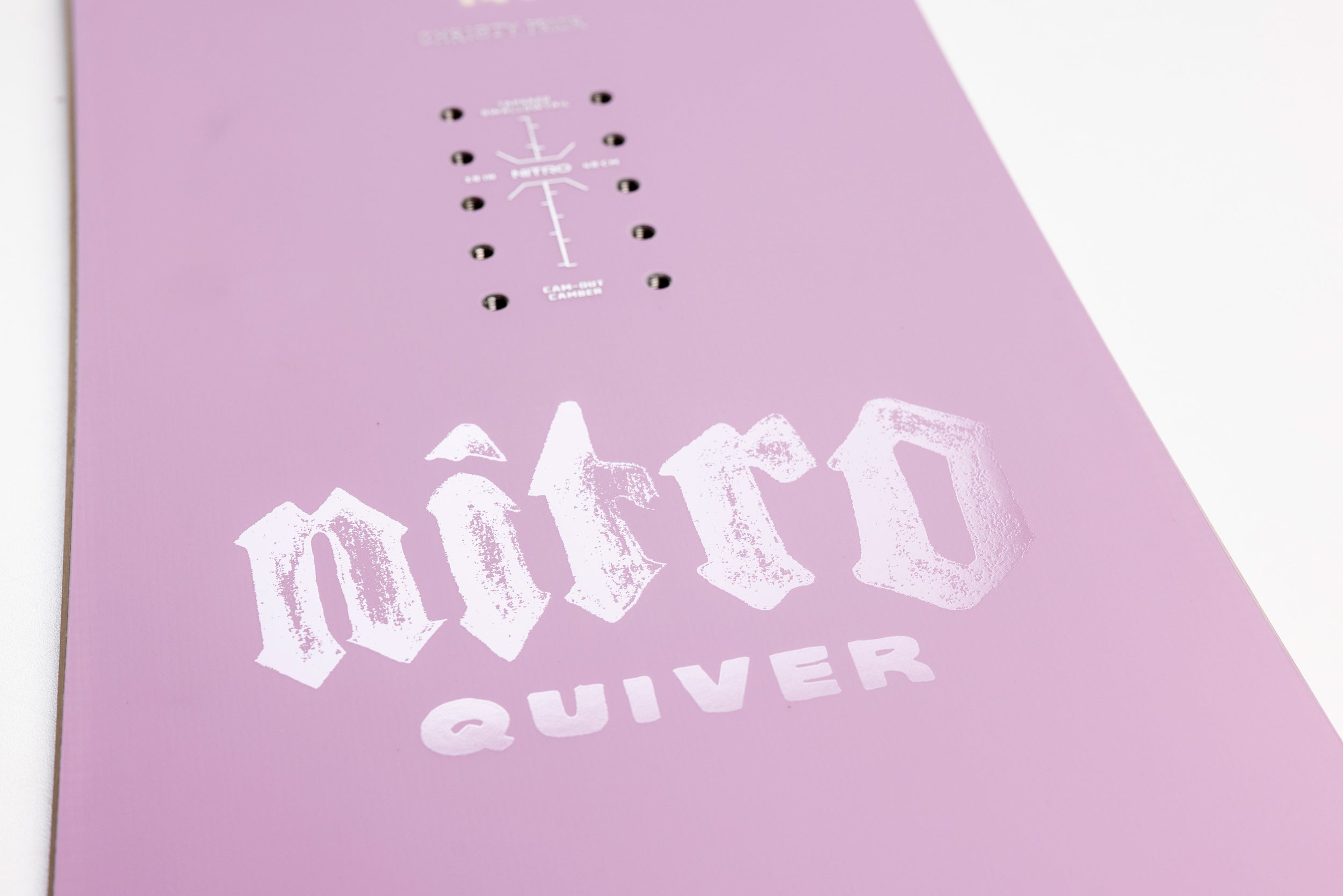 Nitro Fin Twin Quiver Series Snowboard 2027 with Quiver logo and inserts, designed for snowboarding performance and style.