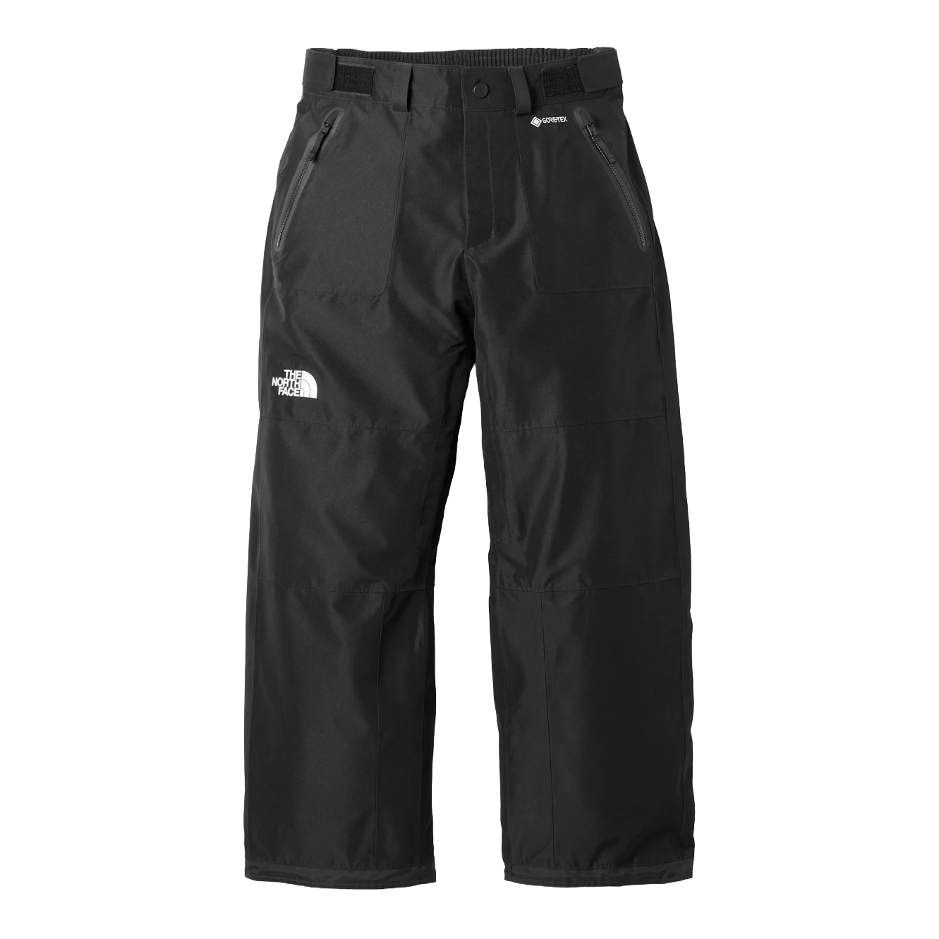 The North Face Men’s GORE-TEX Hex Pants in TNF Black shown from the front with zippered hand pockets, adjustable waist tabs and relaxed straight-leg fit.