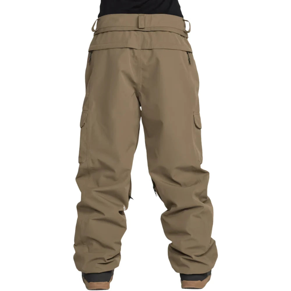 Rear view of the Volcom Liftline 20K Pant 2027 in Teak showing the baggy fit, rear pockets and wide leg silhouette.