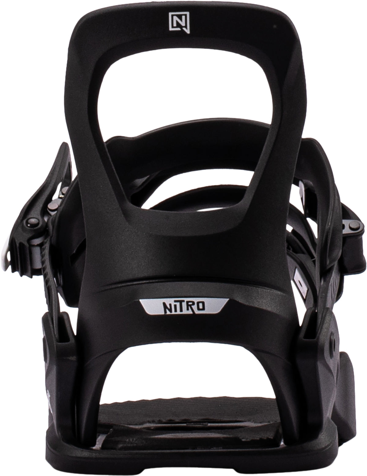 Black Nitro Charger Micro kids' snowboard binding with highback and adjustable straps for 2027 snowboarding.