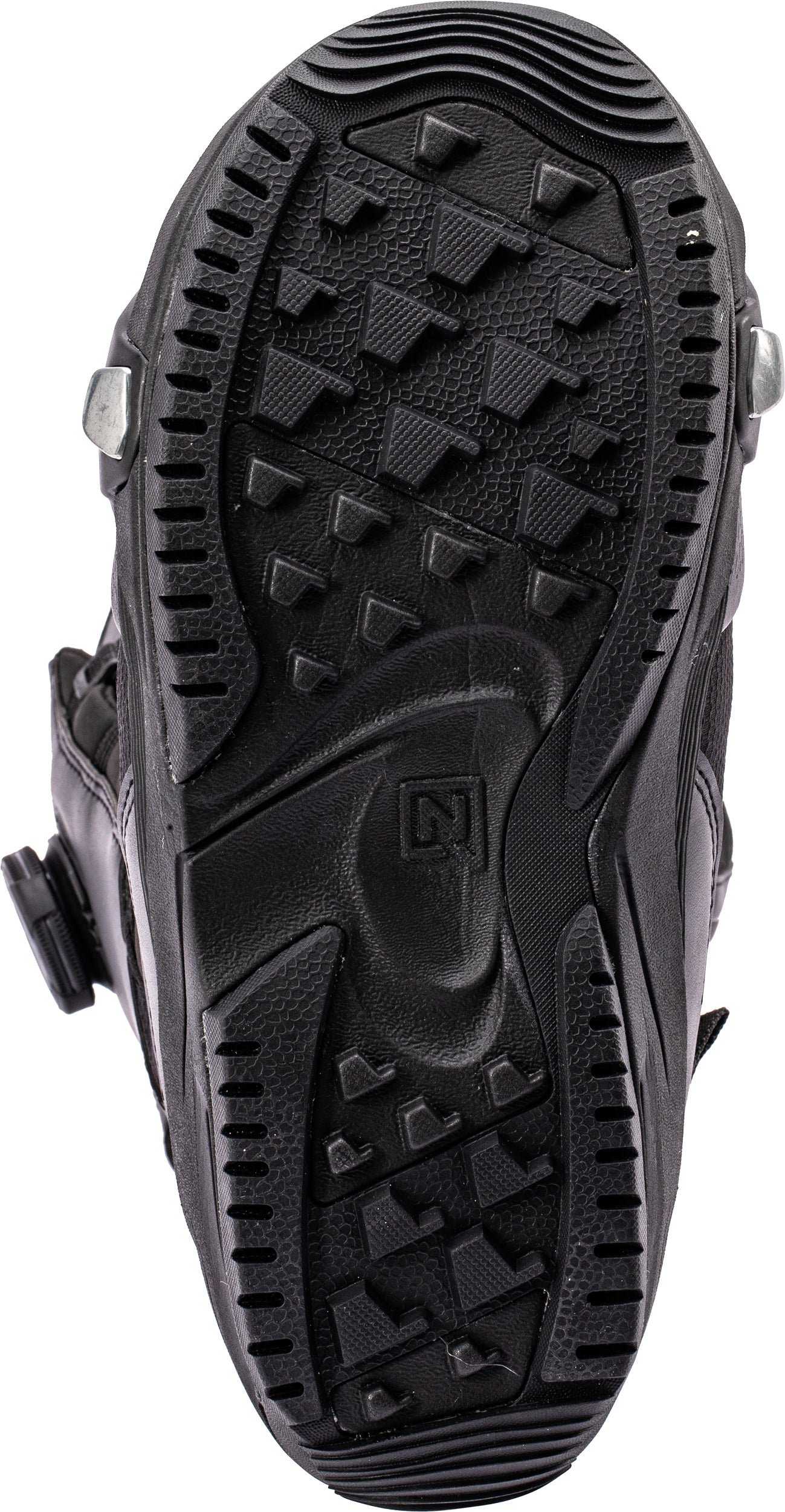 Black Nitro Fate Step On TLS women's snowboard boots with sturdy soles, designed for snowboarding in 2027.