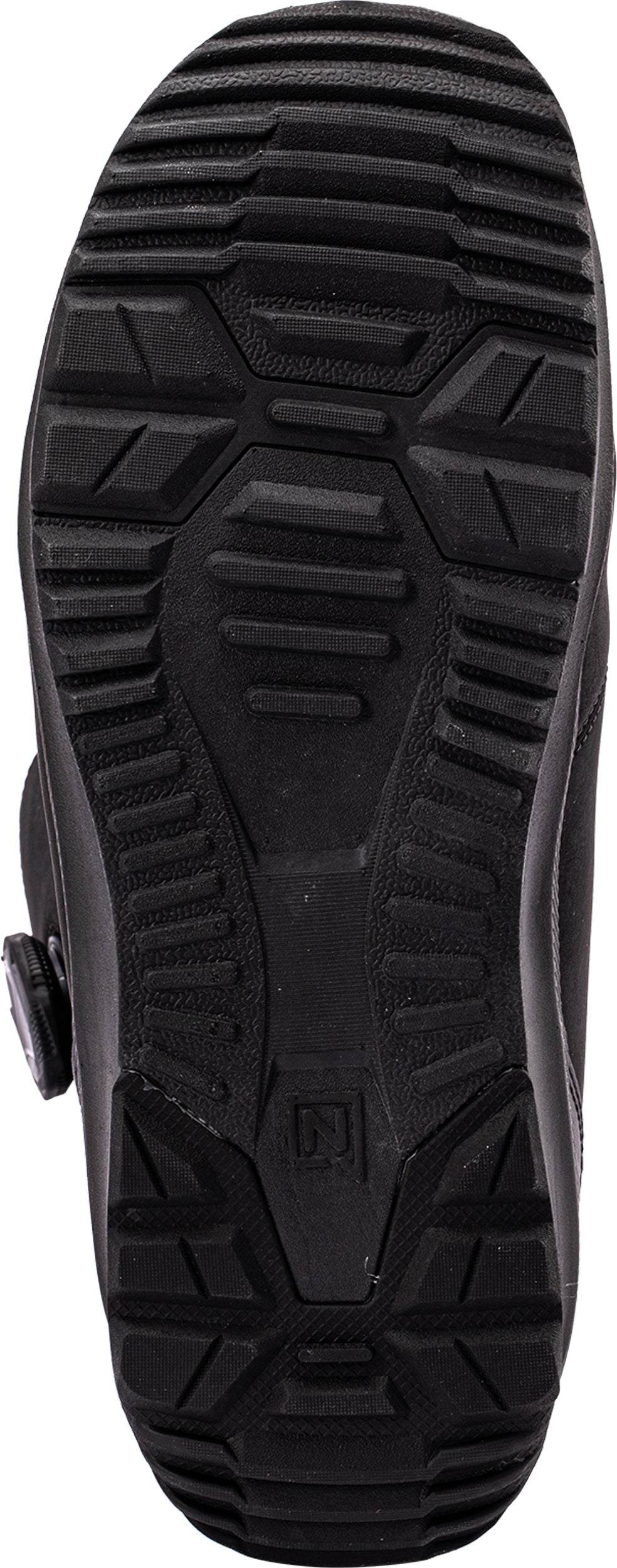 Black Nitro Sentinel Boa snowboard boots with black soles, designed for snowboarding comfort and performance.