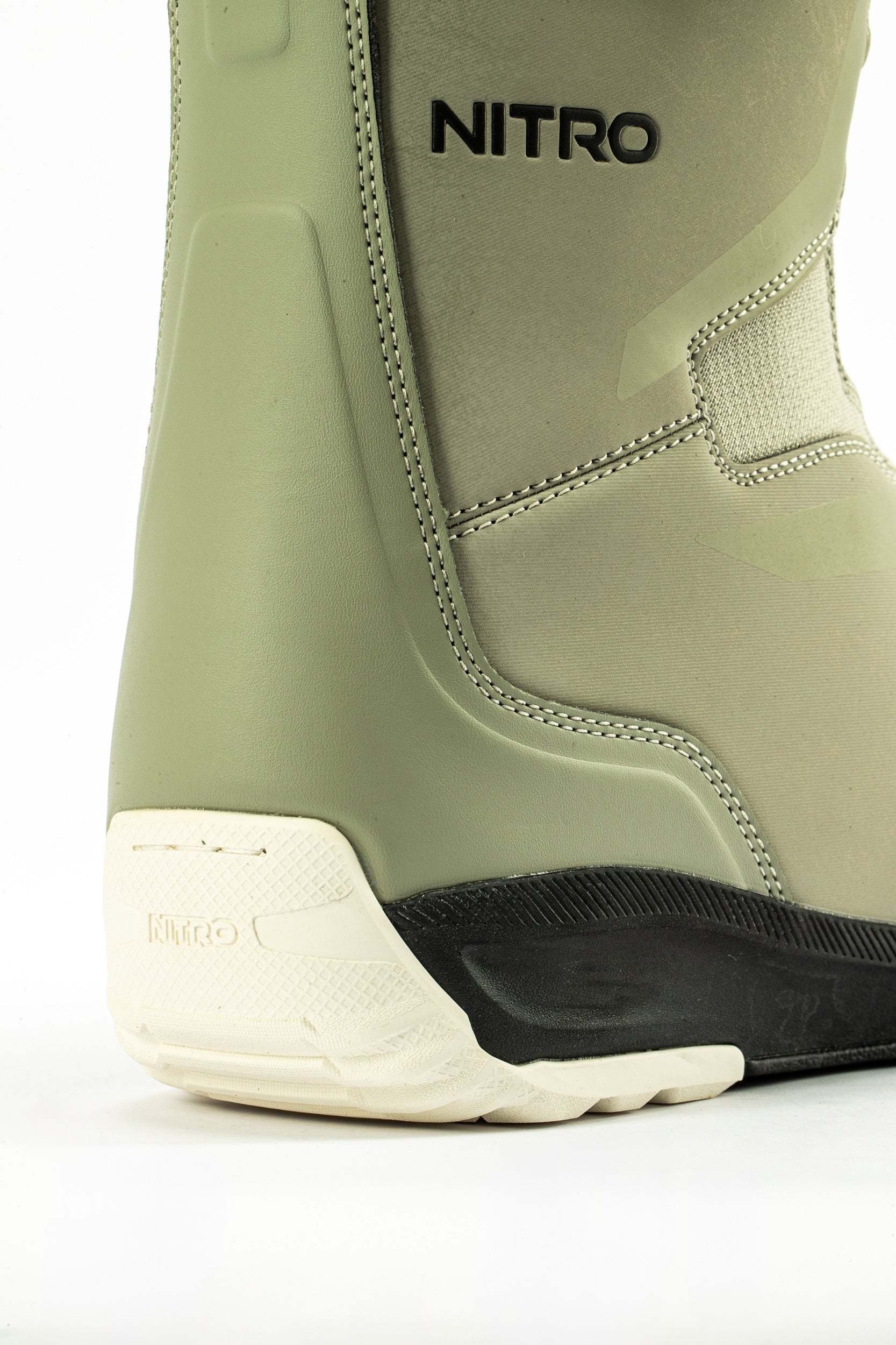 Nitro Sentinel Boa Snowboard Boots 2027 in sand color with padded heel and sturdy construction, designed for snowboarding comfort and performance.