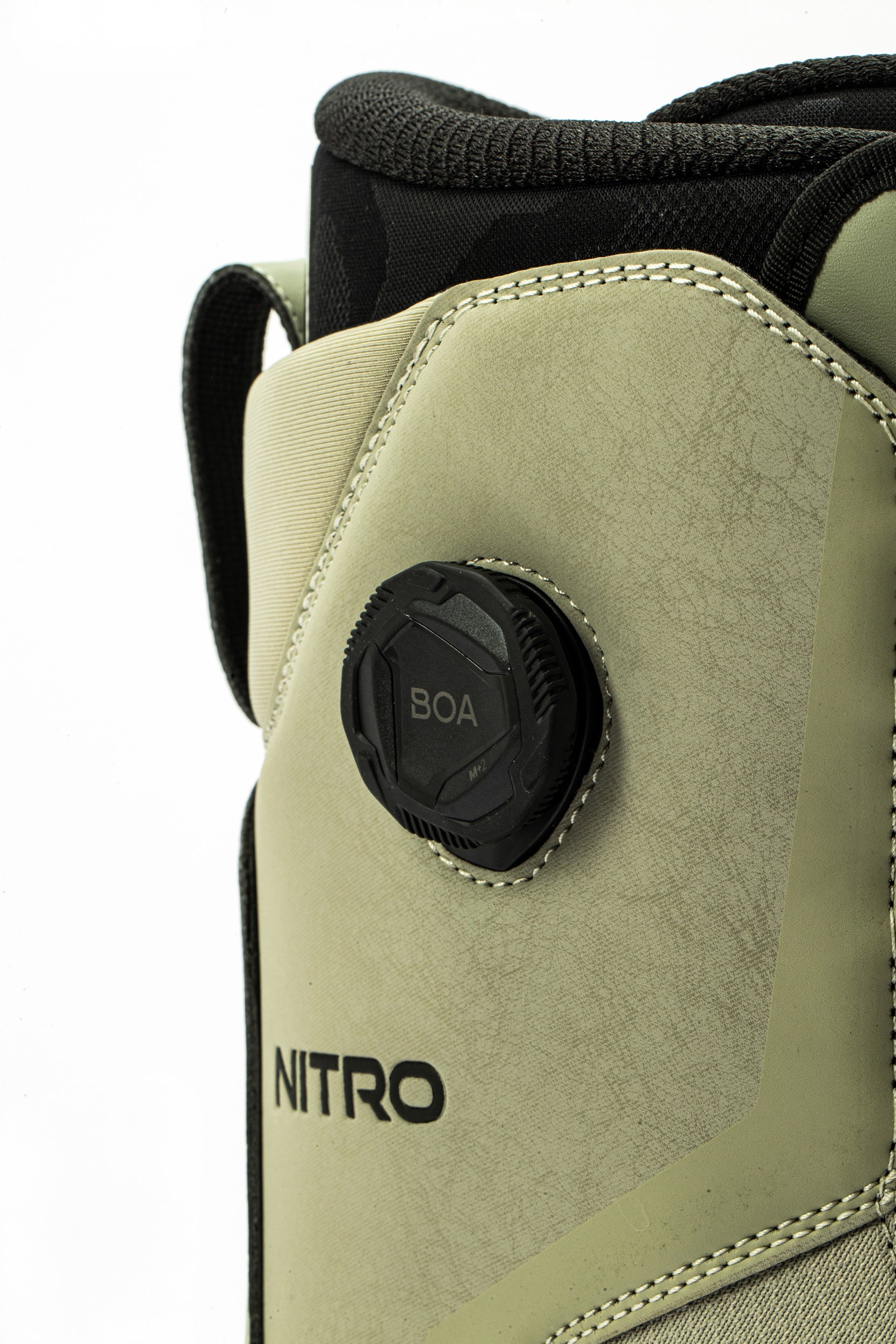 Nitro Sentinel Boa Snowboard Boots 2027 in sand color, side view showing Boa lacing system and rugged snow boot design.