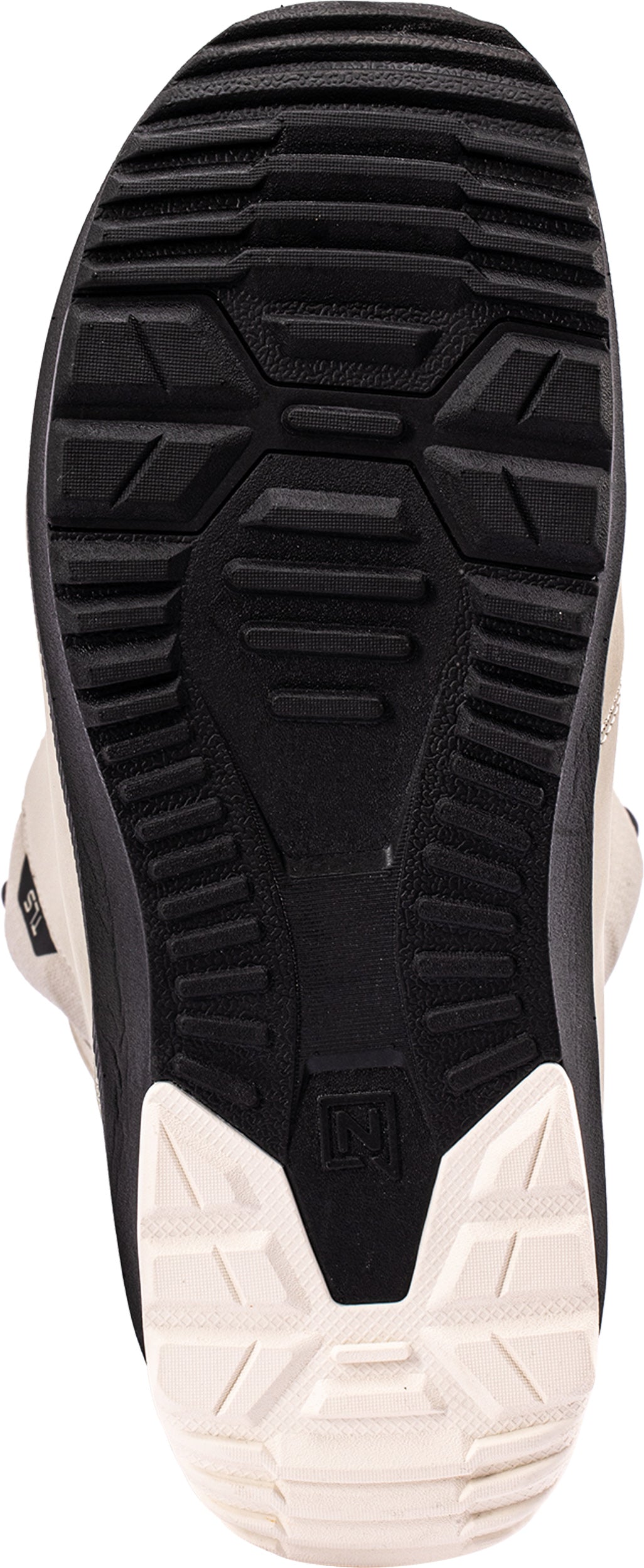 Nitro Sentinel Boa snowboard boots in sand color with snow grip soles, designed for winter snowboarding comfort and performance.