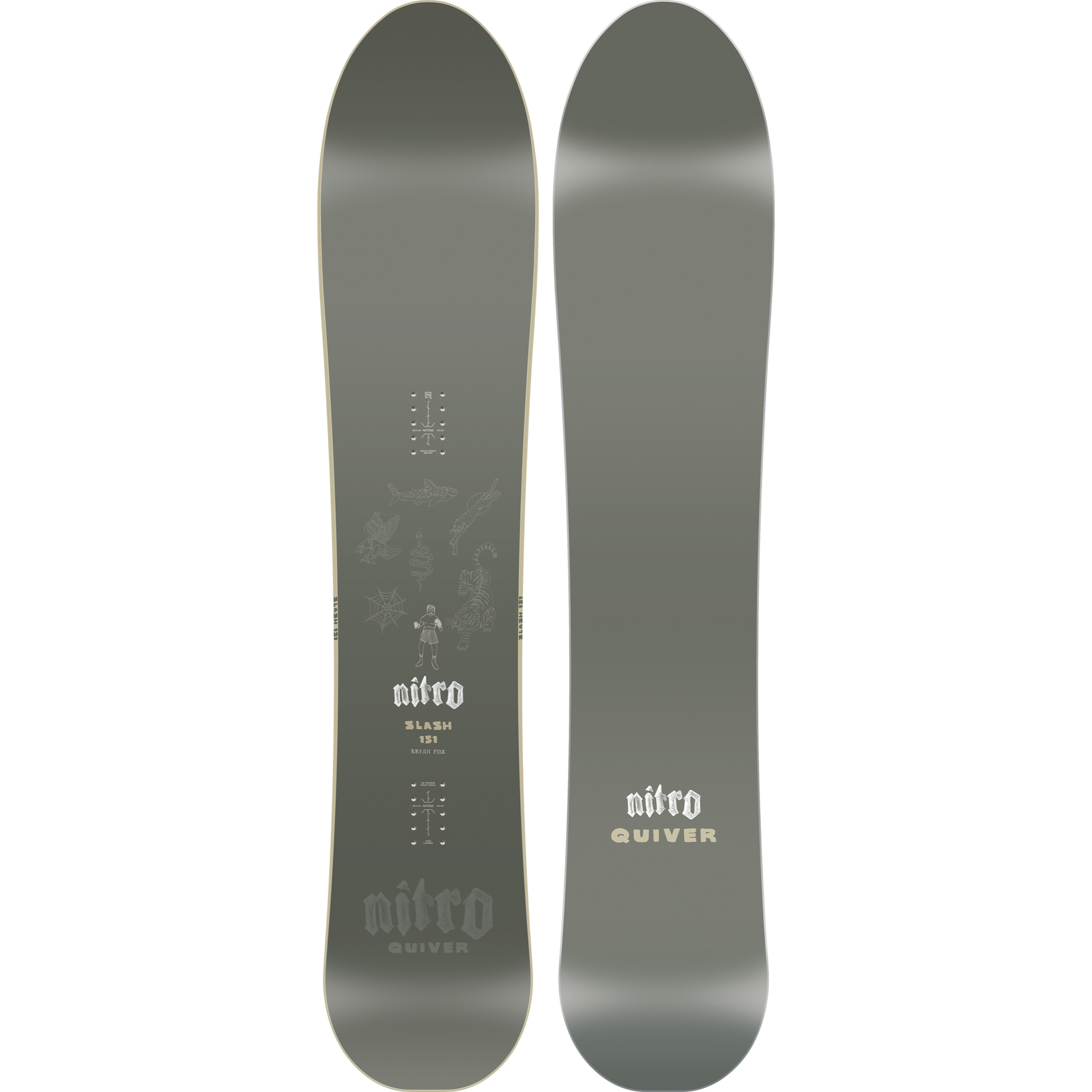 Nitro Slash Quiver Series snowboard 2027 with graphic design, showcasing the versatile snowboarding equipment from Nitro.