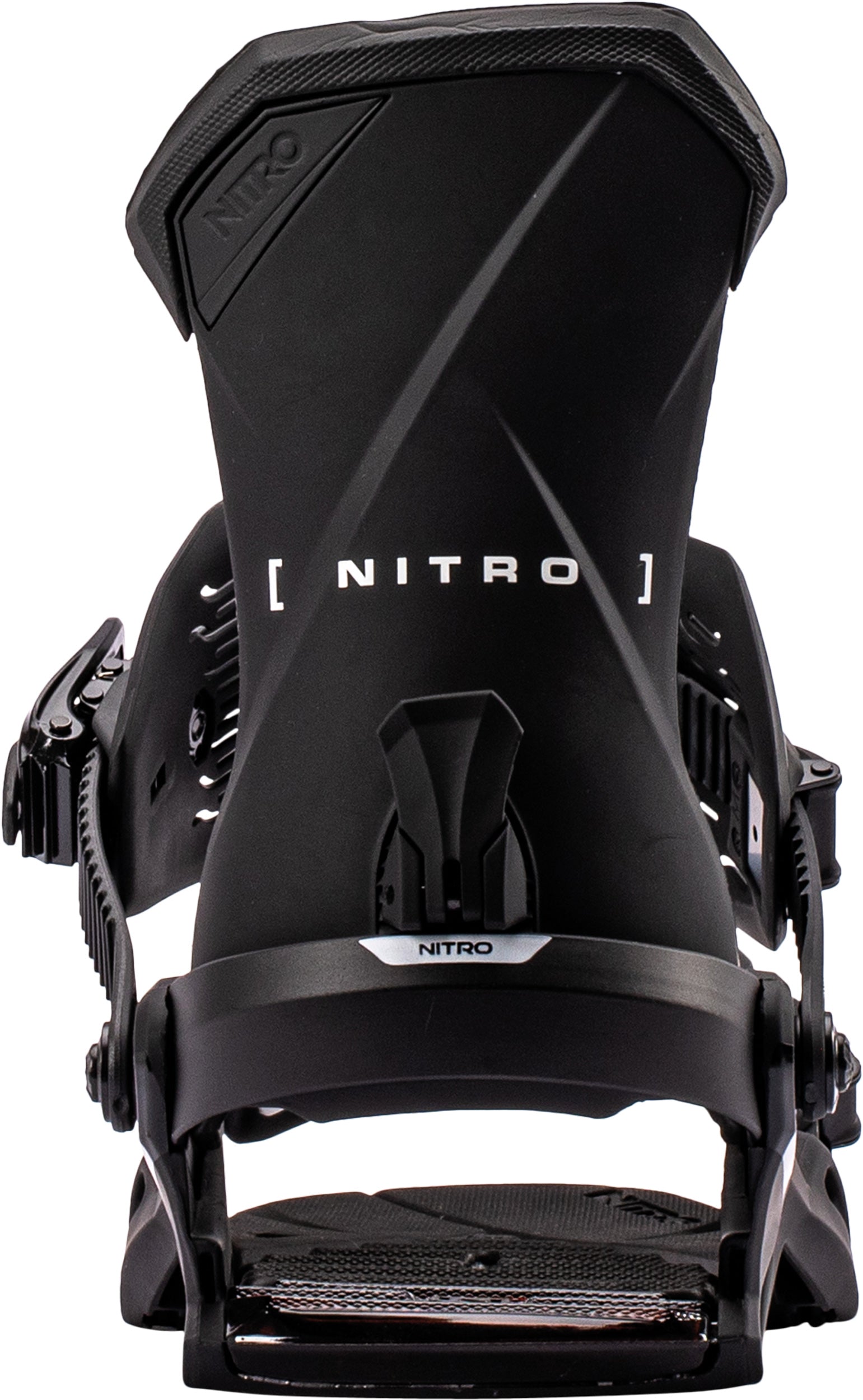 Black Nitro Team snowboard bindings with highback and strap details, designed for snowboarding in 2027.