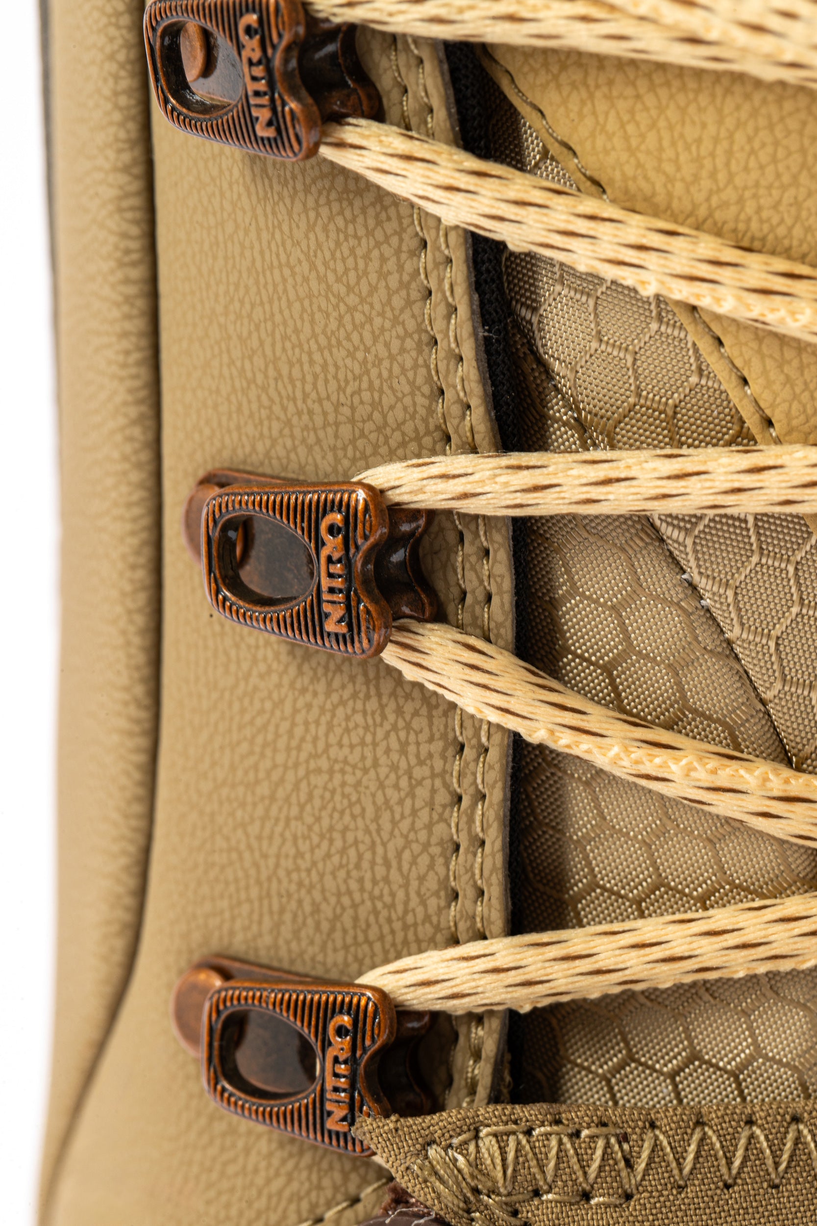 Brown Nitro Venture Pro Lace Snowboard Boots with detailed eyelets and laces for a secure fit and high performance.