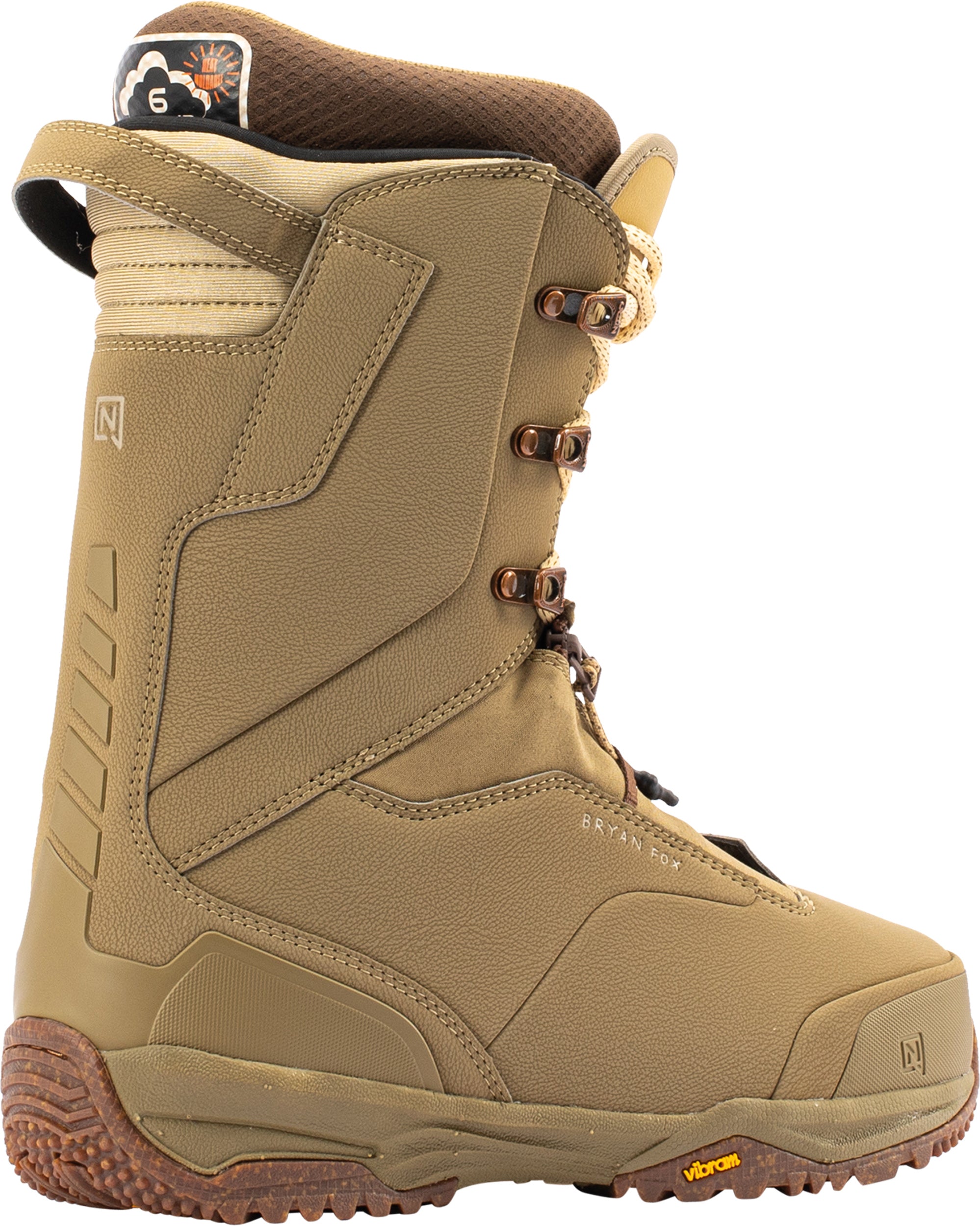 Nitro Venture Pro Lace Snowboard Boots in brown, side view, designed for snowboarding with sturdy lacing and supportive fit.