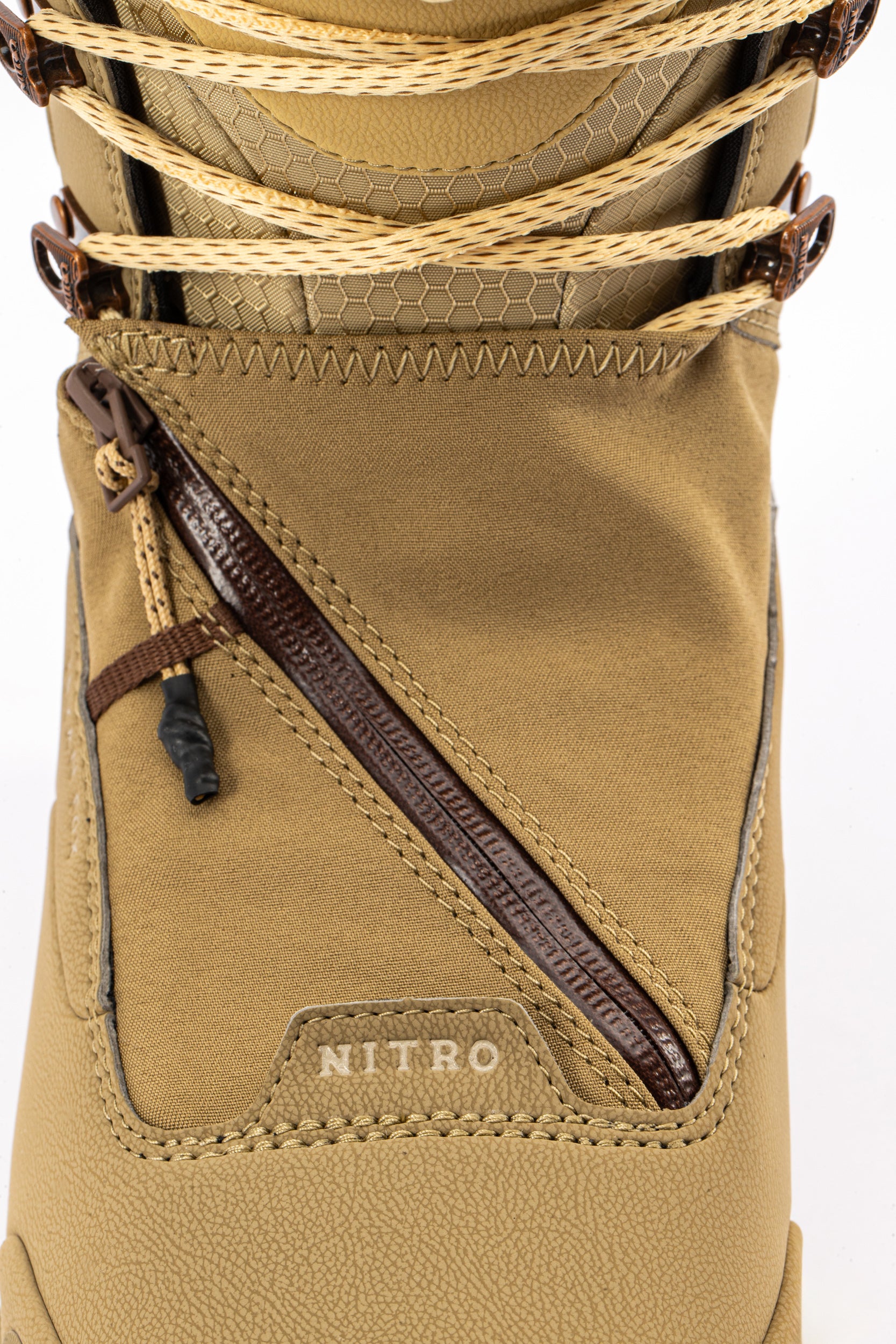 Brown Nitro Venture Pro Lace Snowboard Boots for 2027 with zipper closure, designed for snowboarding performance.