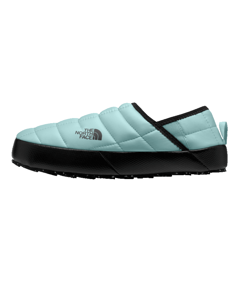 A single The North Face slip on shoe in light blue glacier color with a black sole and black trim, shown in a side profile on a white background.