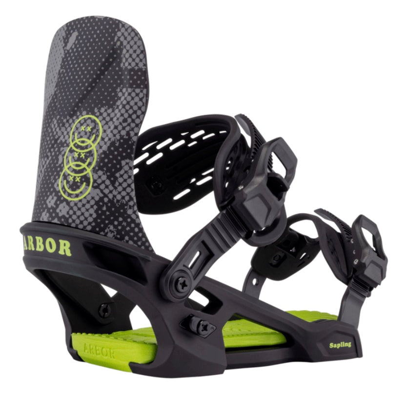 Arbor Sapling Black and Slime Kids Snowboard Binding 2026 - M I L O S P O R T