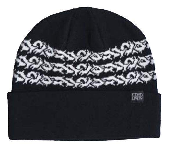 Black Corduroy Prickly Beanie for men and women, stylish knit hat with textured corduroy fabric and prickly design.