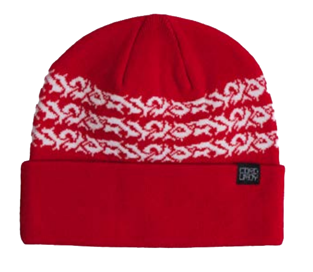 Red Corduroy Prickly Beanie for men and women, stylish knit hat with textured corduroy fabric from Corduroy brand.