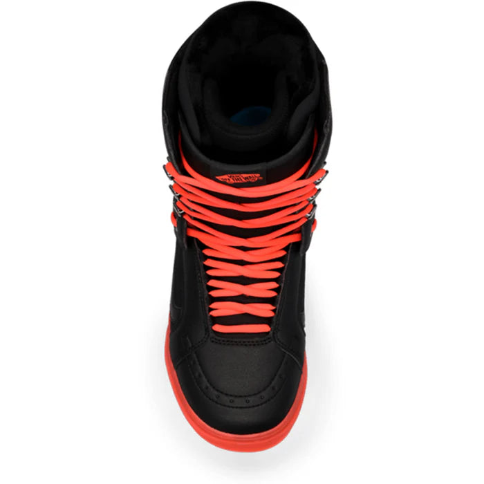 Vans Hi Standard OG snowboard boot in black and orange, designed for winter snowboarding, featuring durable materials and secure lacing
