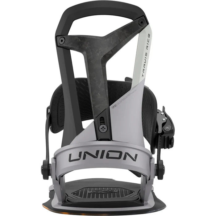Union Falcor snowboard bindings 2026 in black with adjustable straps and high-back support, designed for snowboarding performance.
