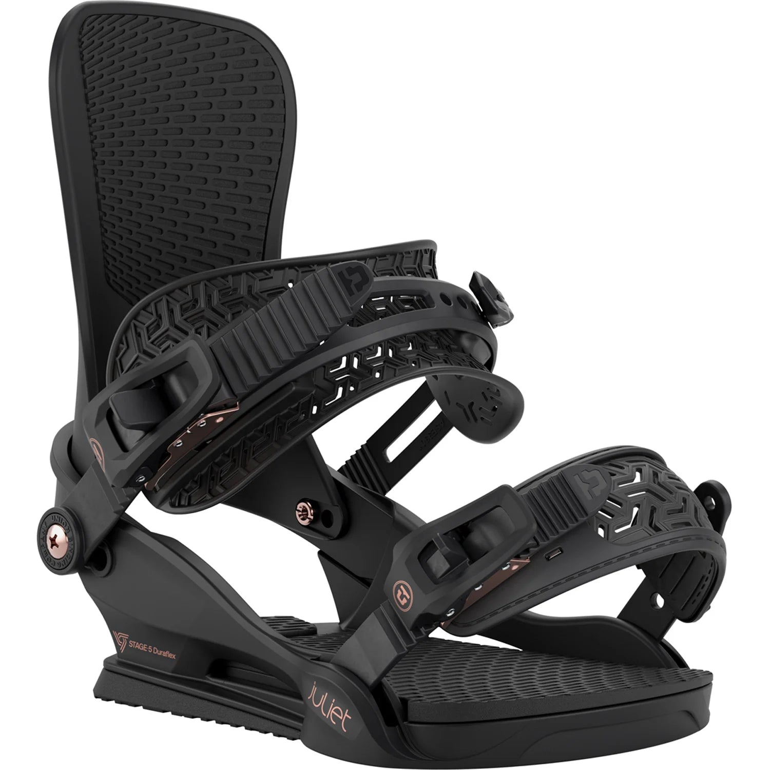 Union Juliet women's snowboard bindings for snowboarding, featuring high-quality adjustable straps and durable construction.