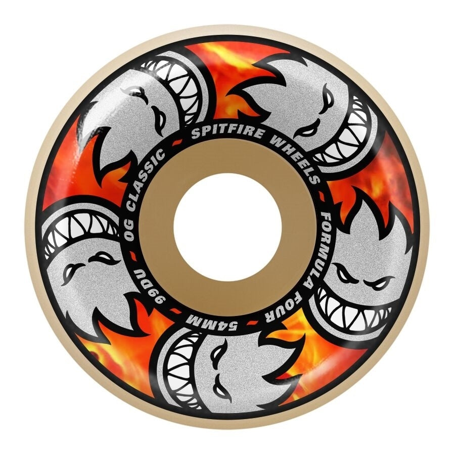 Spitfire Formula Four 99 Multiball OG Classic skate wheels in natural color, showing the round, smooth skateboard wheel design.