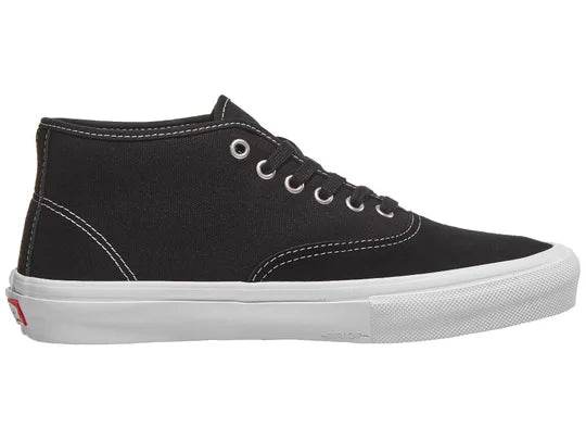Vans Skate Authentic Mid shoes in black and white with classic low-top design and skateboarding style.