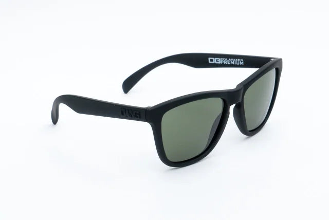 Dang Shades Premium OG sunglasses with black frames and dark lenses, stylish accessories for sun protection and fashion.