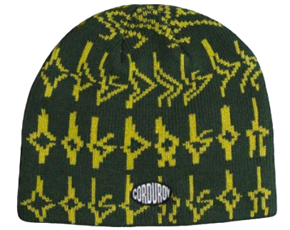 Green Corduroy Tracers Skully Beanie for men and women with a casual, textured design and a relaxed fit.