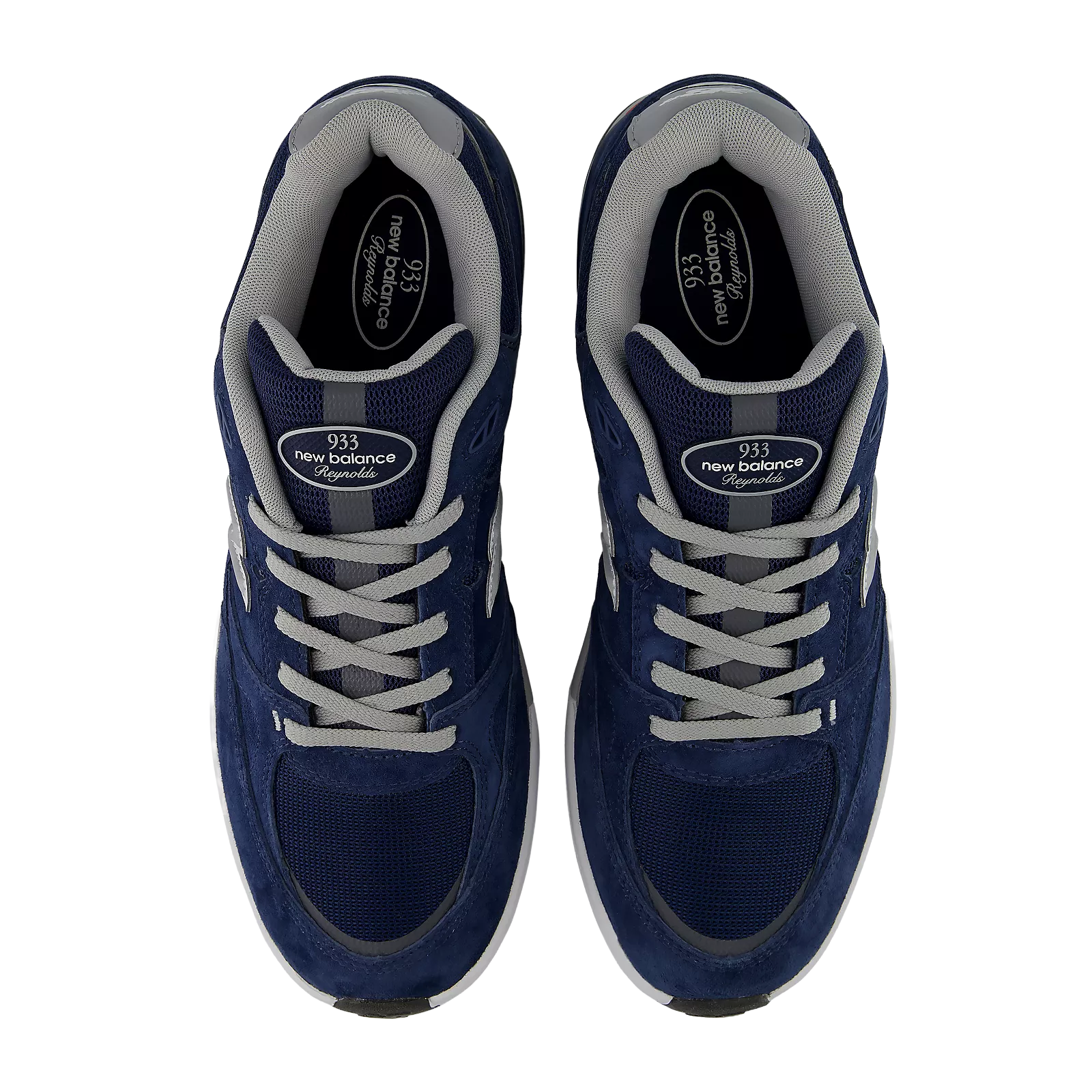 New Balance Numeric Andrew Reynolds 933 skate shoes in navy and slate grey, featuring durable construction and classic skate style.