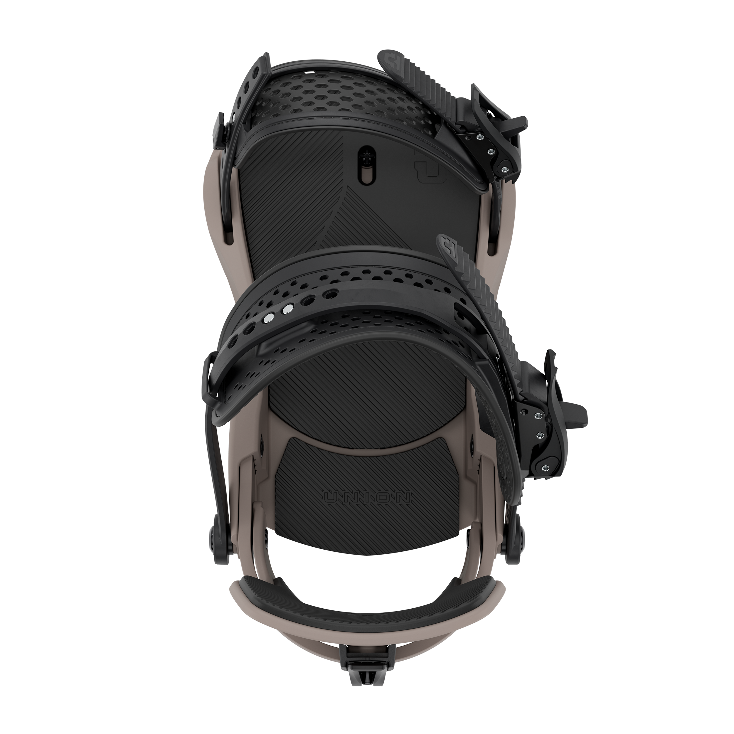 Union Force snowboard binding in brown with high-back and straps, designed for durable performance on snow.