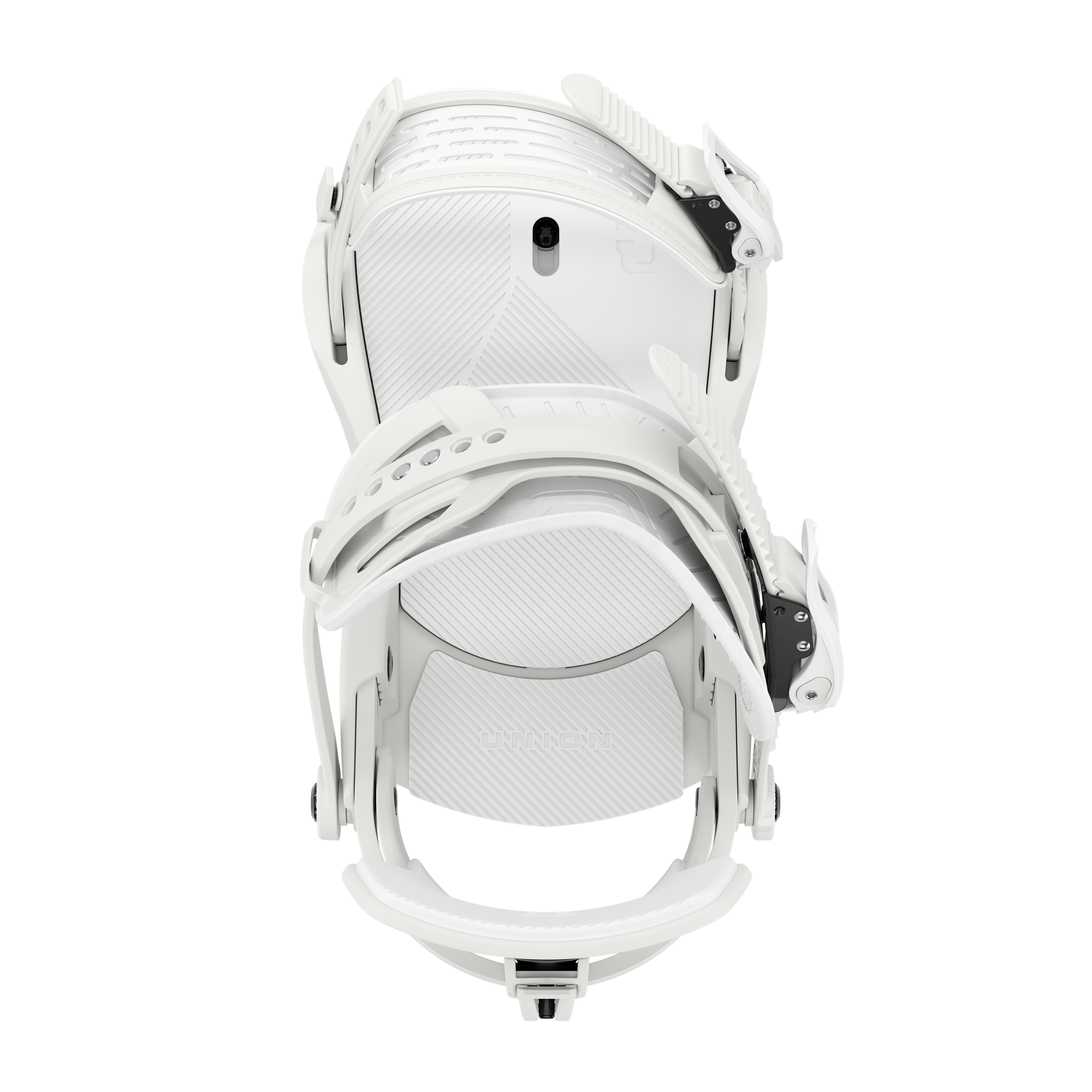 Union Force Team snowboard binding in white with high-back support and adjustable straps, designed for snowboarding.