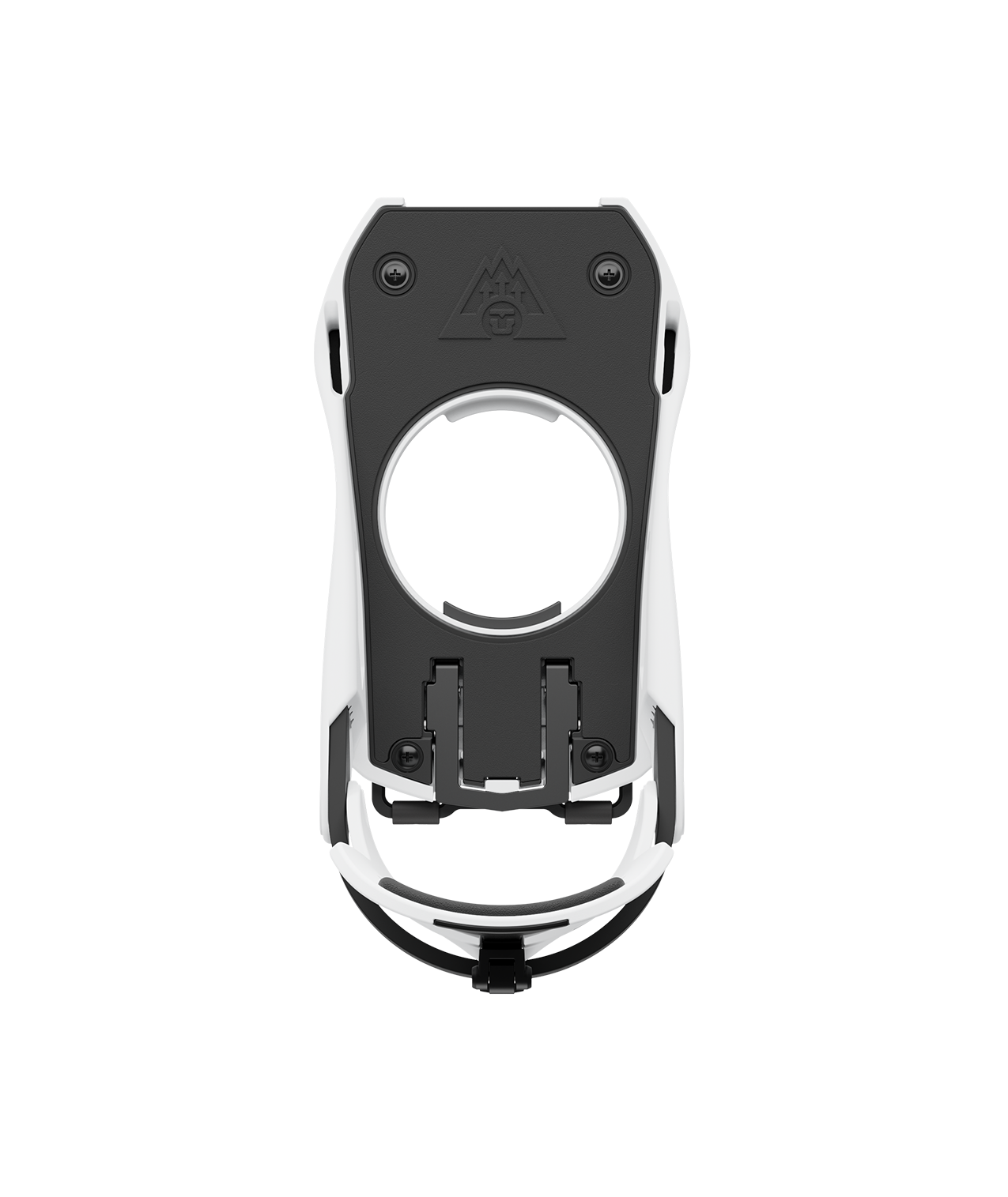 Black Union Charger Splitboard Bindings for snowboarding, designed for 2025 splitboards, with adjustable straps and mounting hardware.