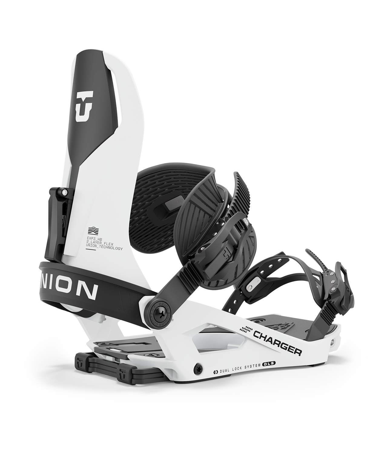 Black Union Charger Splitboard Bindings for snowboarding, featuring adjustable straps and durable construction for 2025.