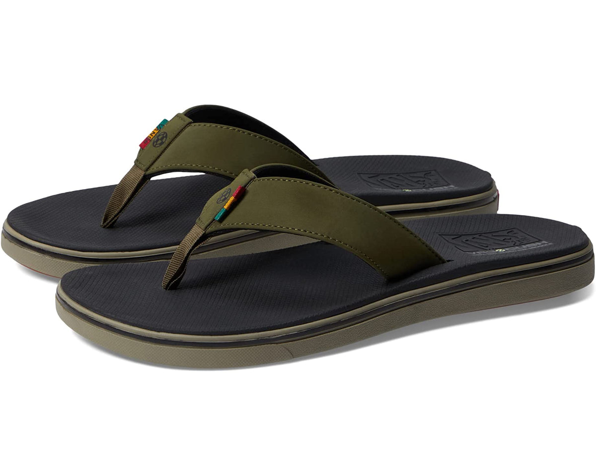 Vans Todos Dias VR3 sandals featuring Rasta and Dark Olive straps, casual slip-on shoes for comfortable summer wear.