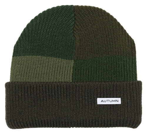 Autumn Patchwork Beanie In Green - M I L O S P O R T